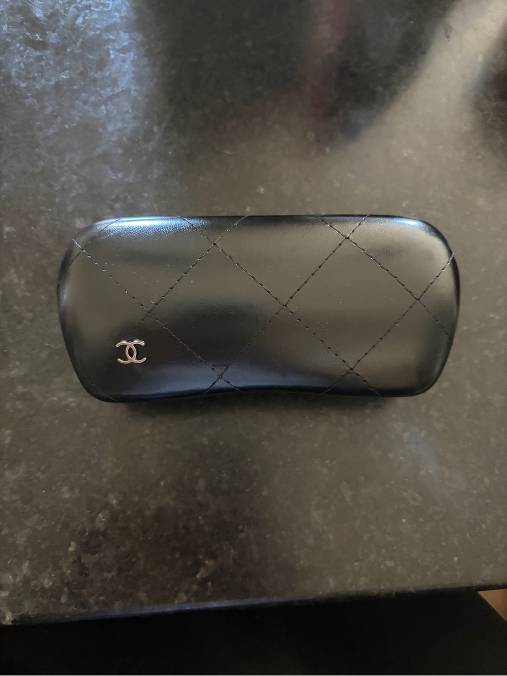 CHANEL glasses with Black Quilted Leather Sunglasses Case with CC Logo